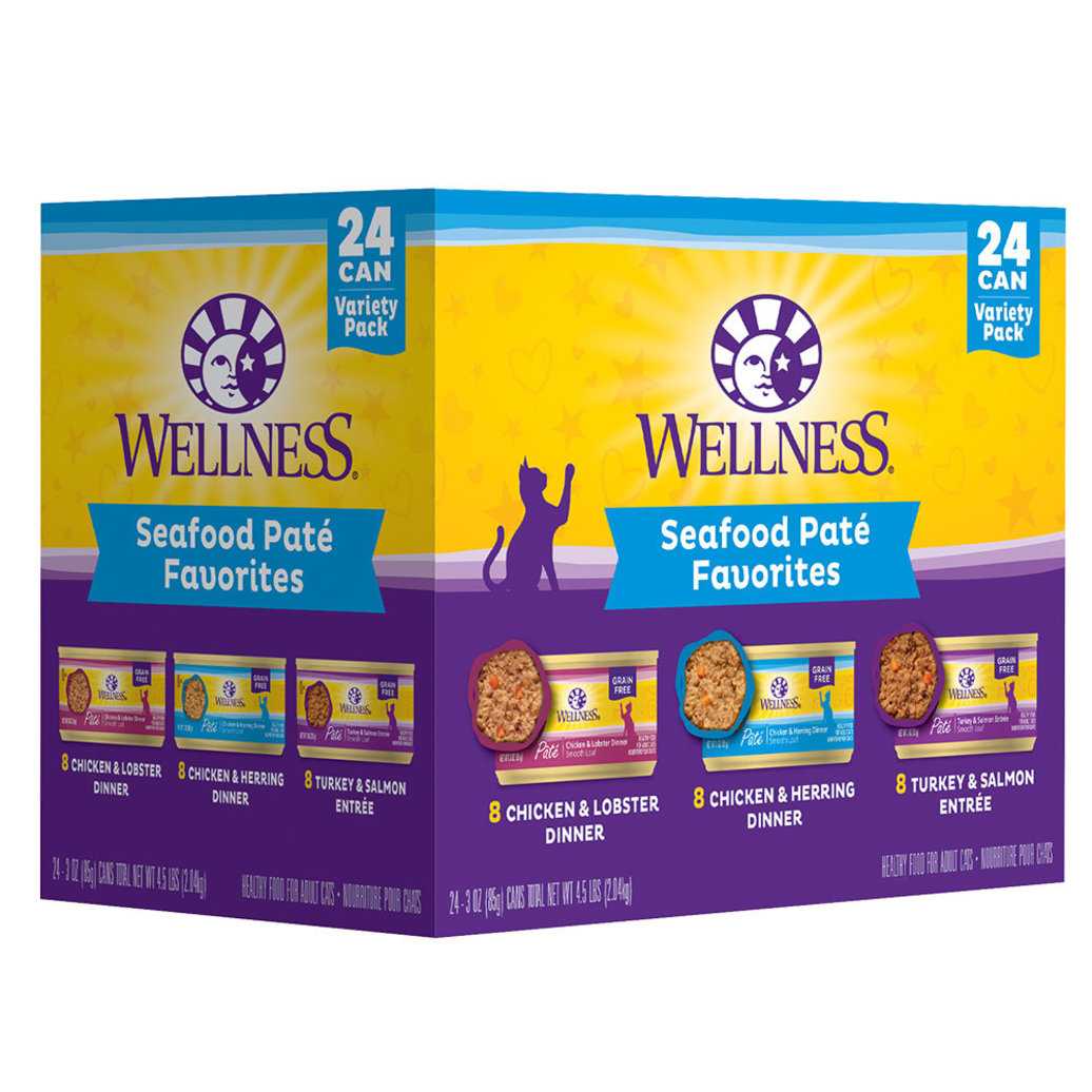 View larger image of Wellness, Can, Feline Adult - Complete Health - Seafood Pate Favorites - Variety Pack - 12 x 85 g - 