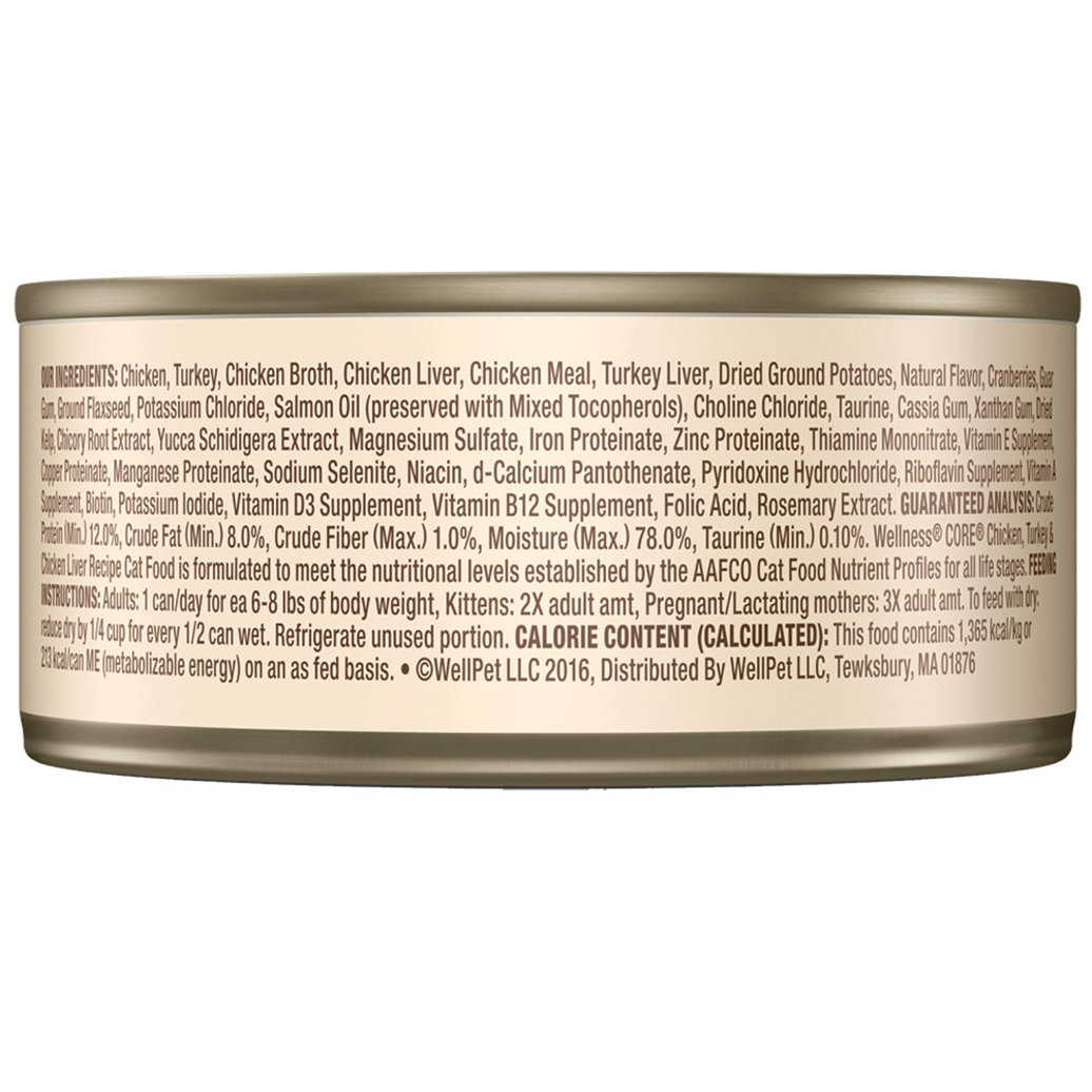 View larger image of Wellness, Canned Cat Food, Core Grain Free, Chicken, Turkey & Chicken Liver - 5.5 oz