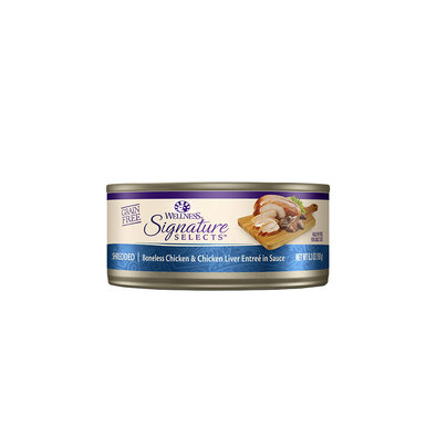 Canned Cat Food, Signature Selects Shredded, White Meat Chicken & Chicken Liver - 5.3 oz