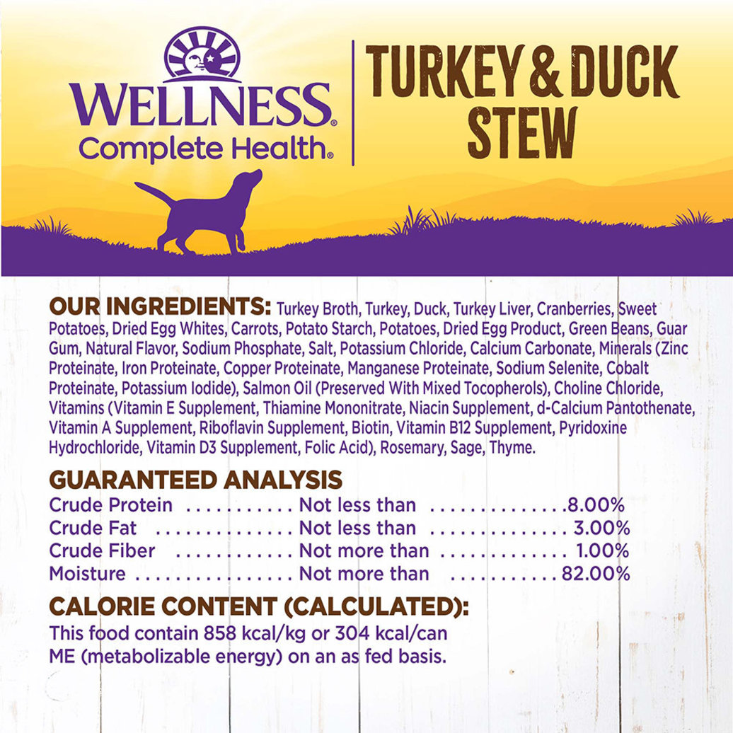 View larger image of Wellness, Canned Dog Food, Chunks & Gravy, Turkey & Duck Stew with Sweet Potatoes & Cranberries - 12
