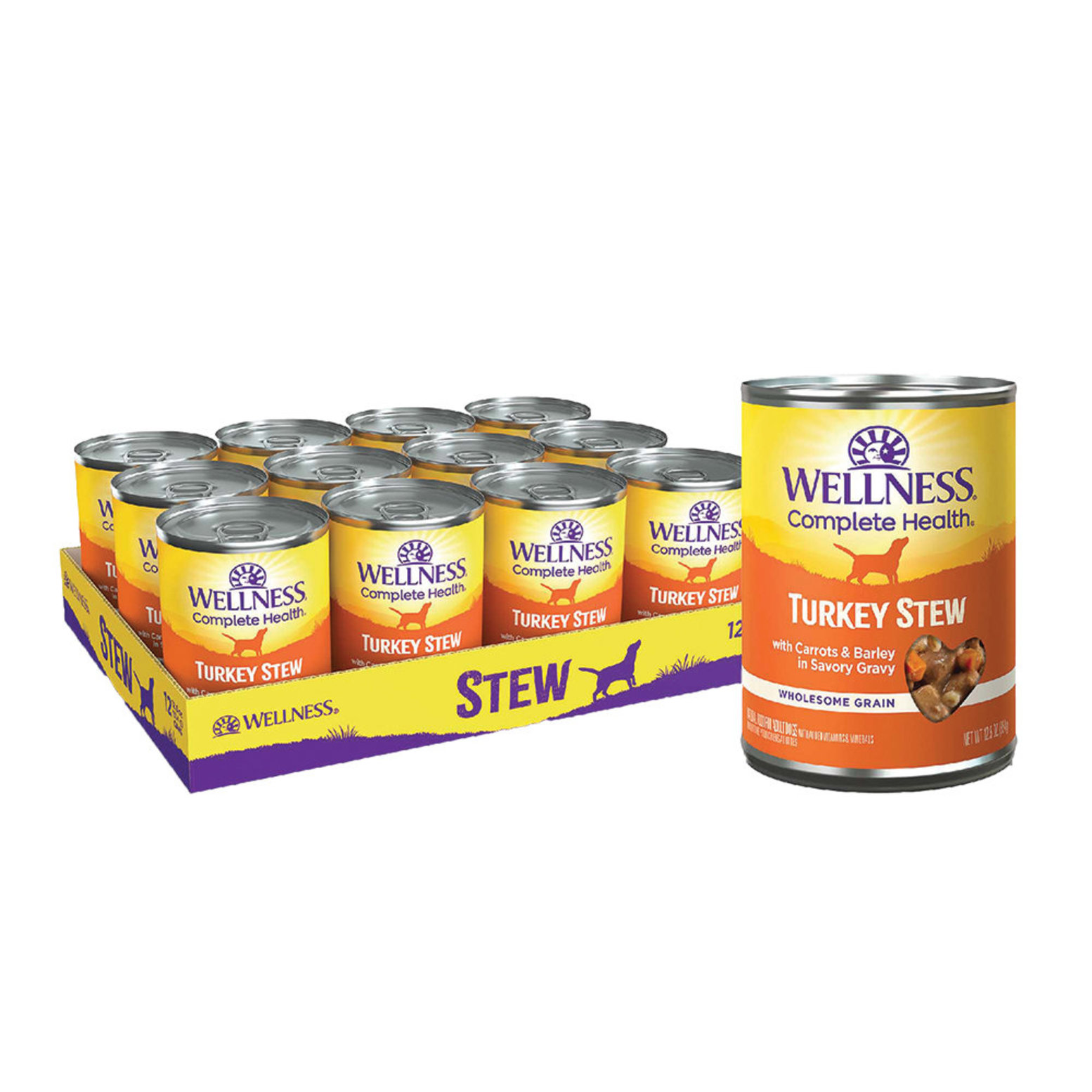 Wellness Can Dog Chnk Grvy Trky Stew w Barley Crts 12.5oz Ren s