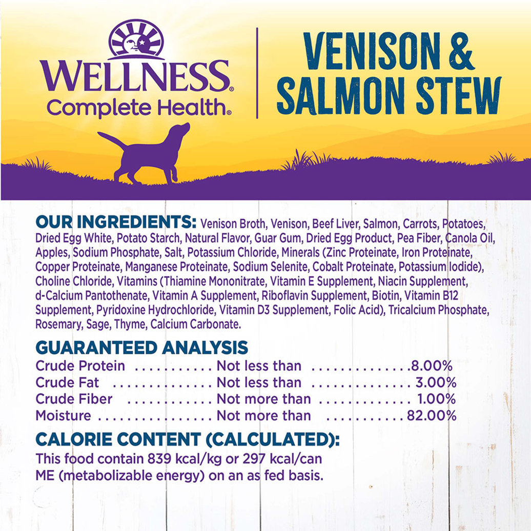 View larger image of Wellness, Canned Dog Food, Chunks & Gravy, Venison & Salmon Stew with Carrots & Potatoes - 12.5 oz