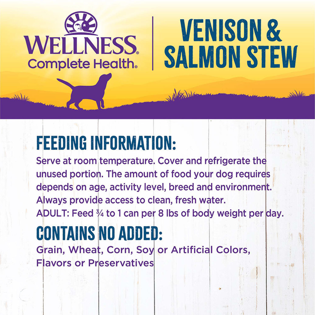 View larger image of Wellness, Canned Dog Food, Chunks & Gravy, Venison & Salmon Stew with Carrots & Potatoes - 12.5 oz