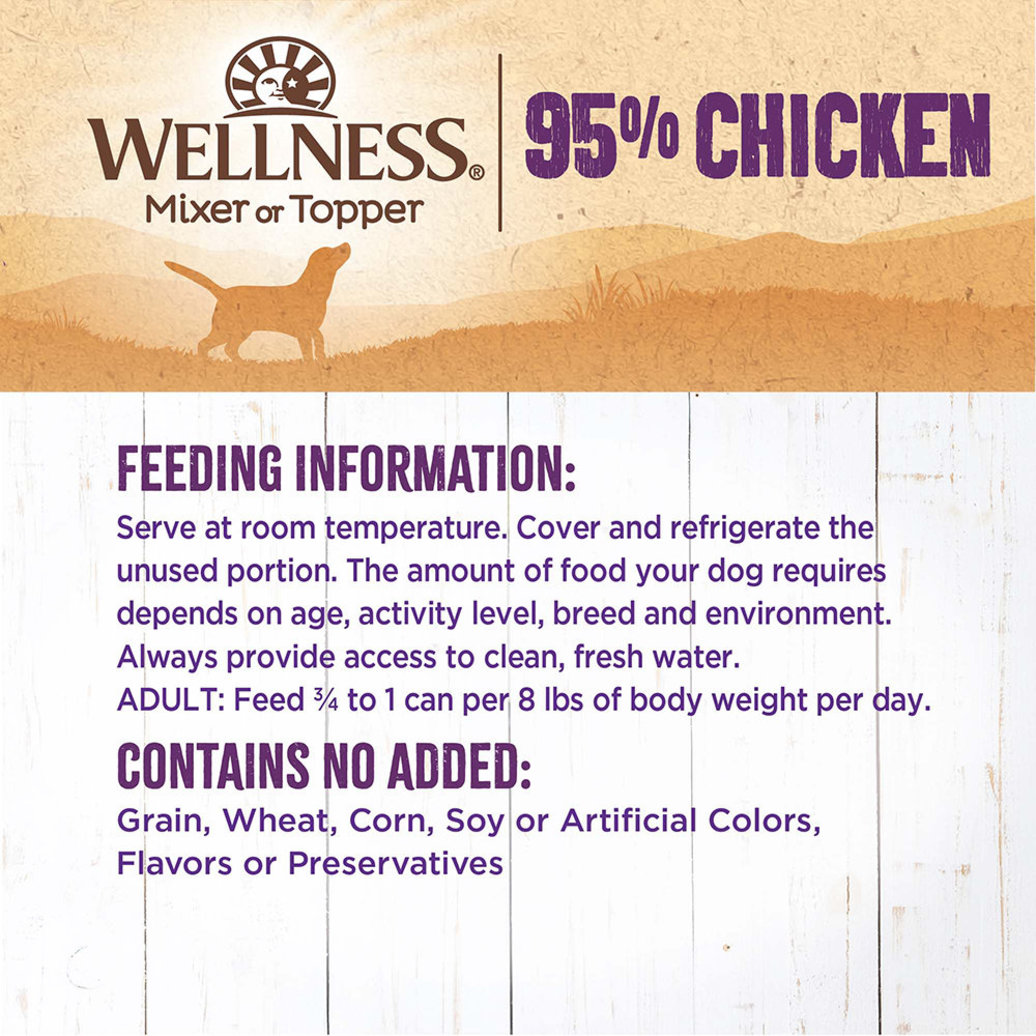 View larger image of Wellness, Canned Dog Food, Mixers & Toppers, 95% Chicken - 13 oz