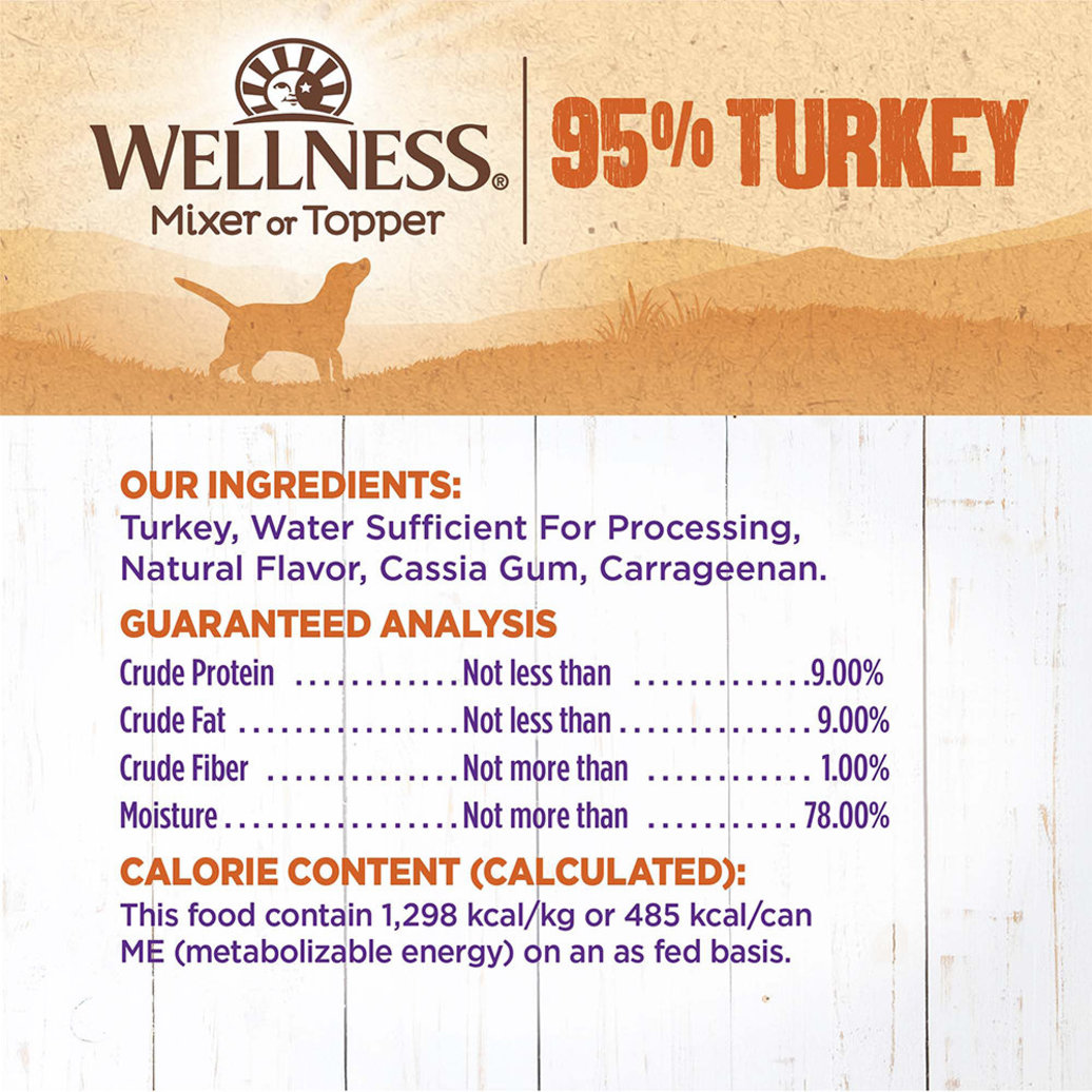 View larger image of Wellness, Canned Dog Food, Mixers & Toppers, 95% Turkey - 13 oz