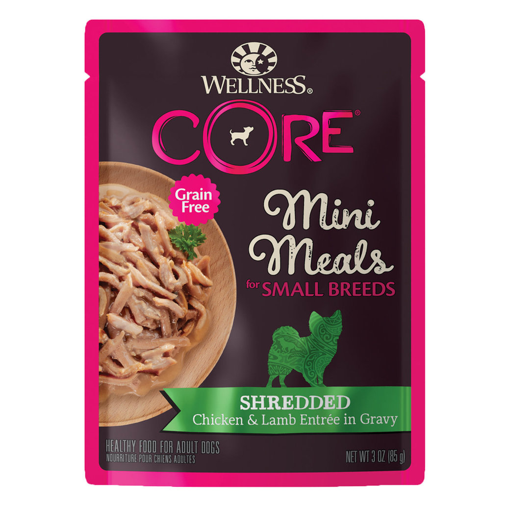 View larger image of Wellness, CORE - Small Breed Mini Meals Shredded Chicken & Lamb Entrée - 85 g - Wet Dog Food