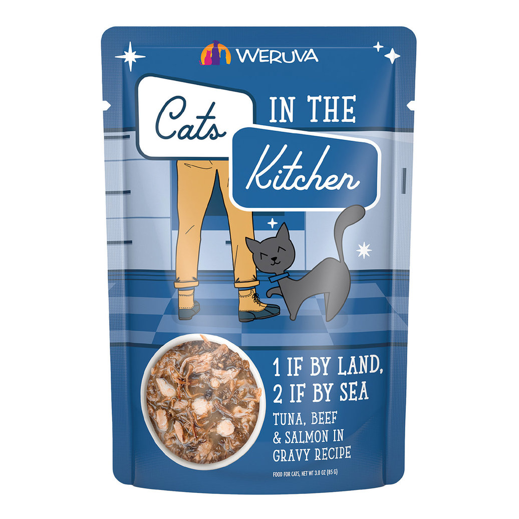 View larger image of Weruva, Pouch, Feline Adult - 1 If By Land, 2 If By Sea - 85 g - Shreds - Wet Cat Food