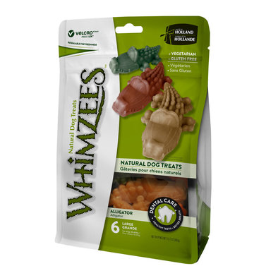 Whimzees, Dental Treat, Alligator Value Pouch - Large - 6 Pc