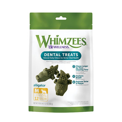 Whimzees, Dental Treat, Alligator Value Pouch - Medium-12 Pc