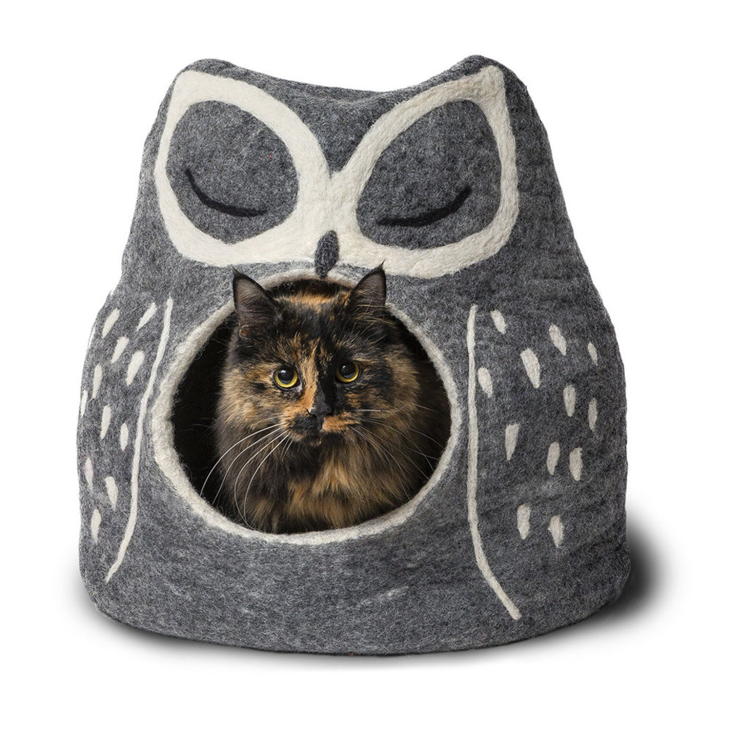 View larger image of Wool Pet Cave - Owl - Grey