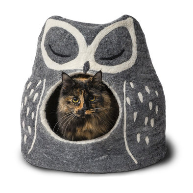 Wool Pet Cave - Owl - Grey